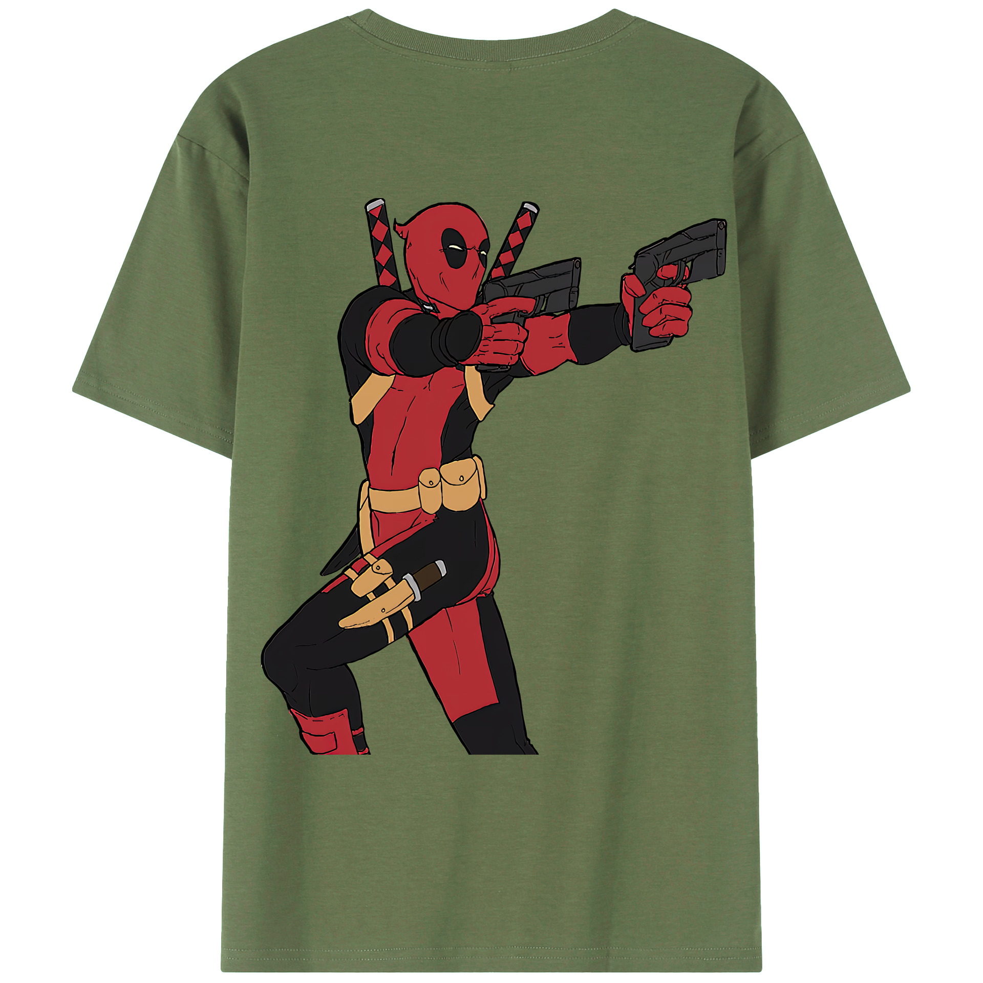 （画像用） Deadpool デッドプール 綿100％ メンズ半袖Tシャツ（バックプリント） 通気性
